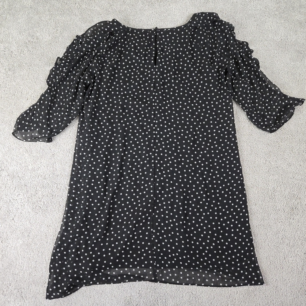 Chico's 2.5 large Black/White Polka Dot Sheer Shift Dress with Lining - Picture 3 of 10